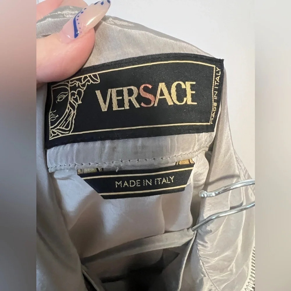 Vintage | Versace Double Zipper Silver Half-Zip Jacket | Size L (approx) - Picture 10 of 10